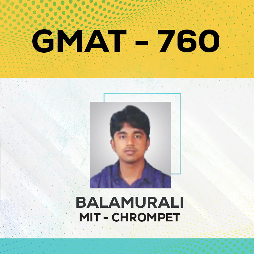 Live Online GMAT Coaching Result Balamurali Score 760