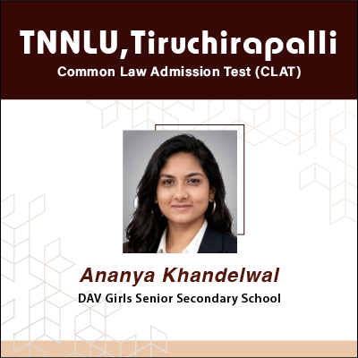 Ananya Khandelwal- Law - CLAT Examination Result of GradSquare.