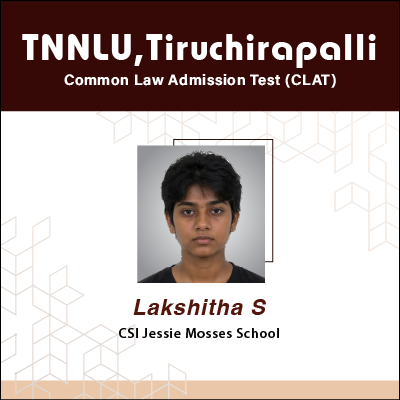Lakshitha S - Law - CLAT Examination Result of GradSquare.
