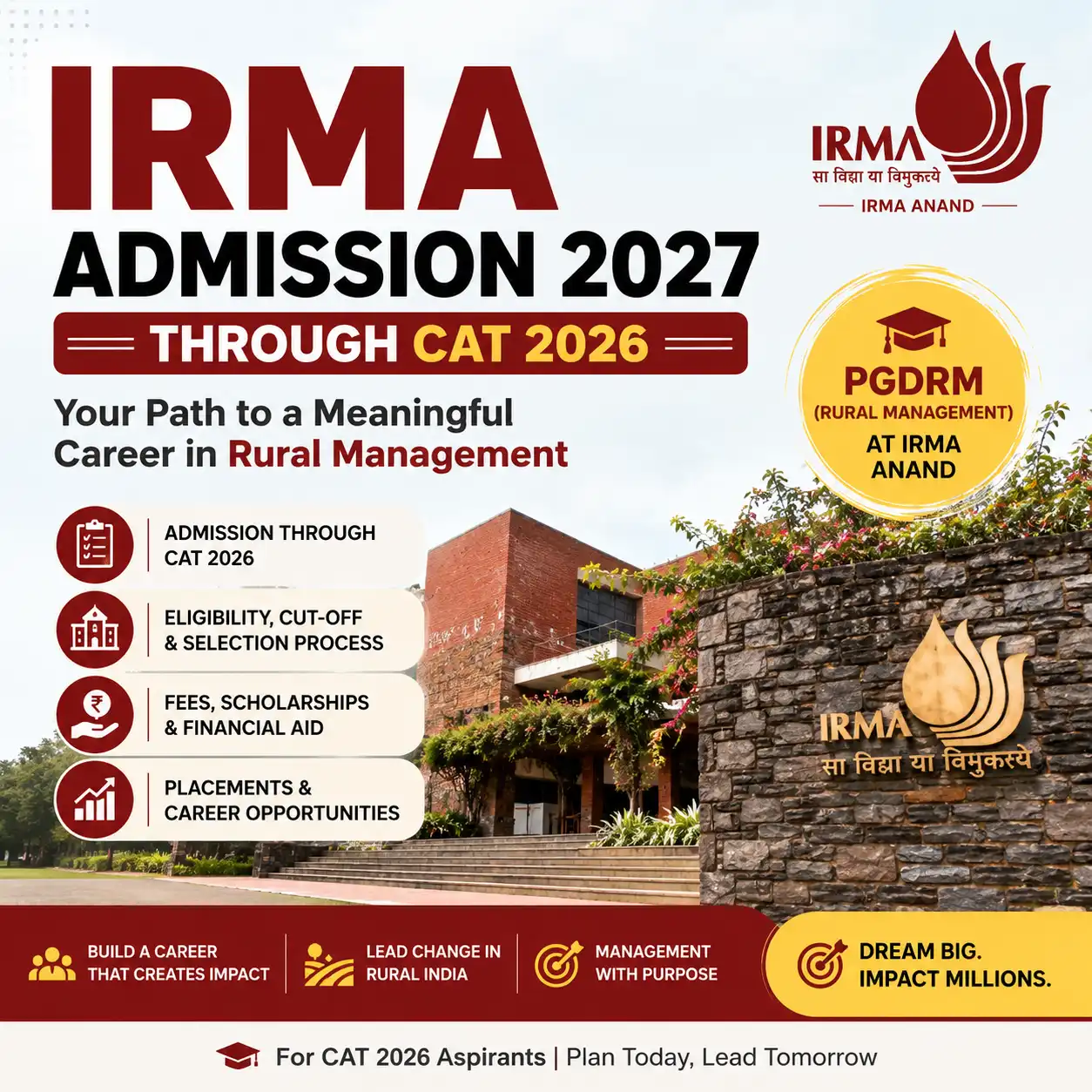 IRMA Admission 2027 via CAT 2026 – PGDRM at IRMA Anand.