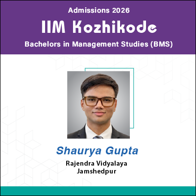 Shaurya Gupta IIM Kozhikode - BMS AT Examination Result of GradSquare