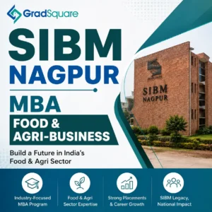 SIBM Nagpur MBA Food and Agri-Business admission guide featuring the SIBM Nagpur campus and GradSquare